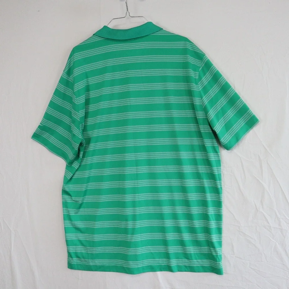 Nike Golf Polo Shirt Mens XL Dri-Fit Tour Performance Green Striped Short Sleeve